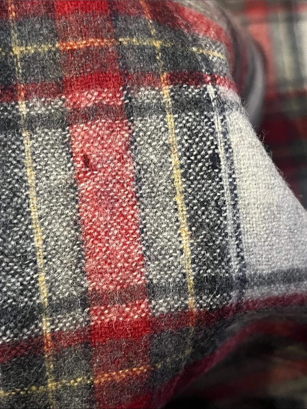 Pendleton Red, Gray & Cream Plaid Wool Scarf